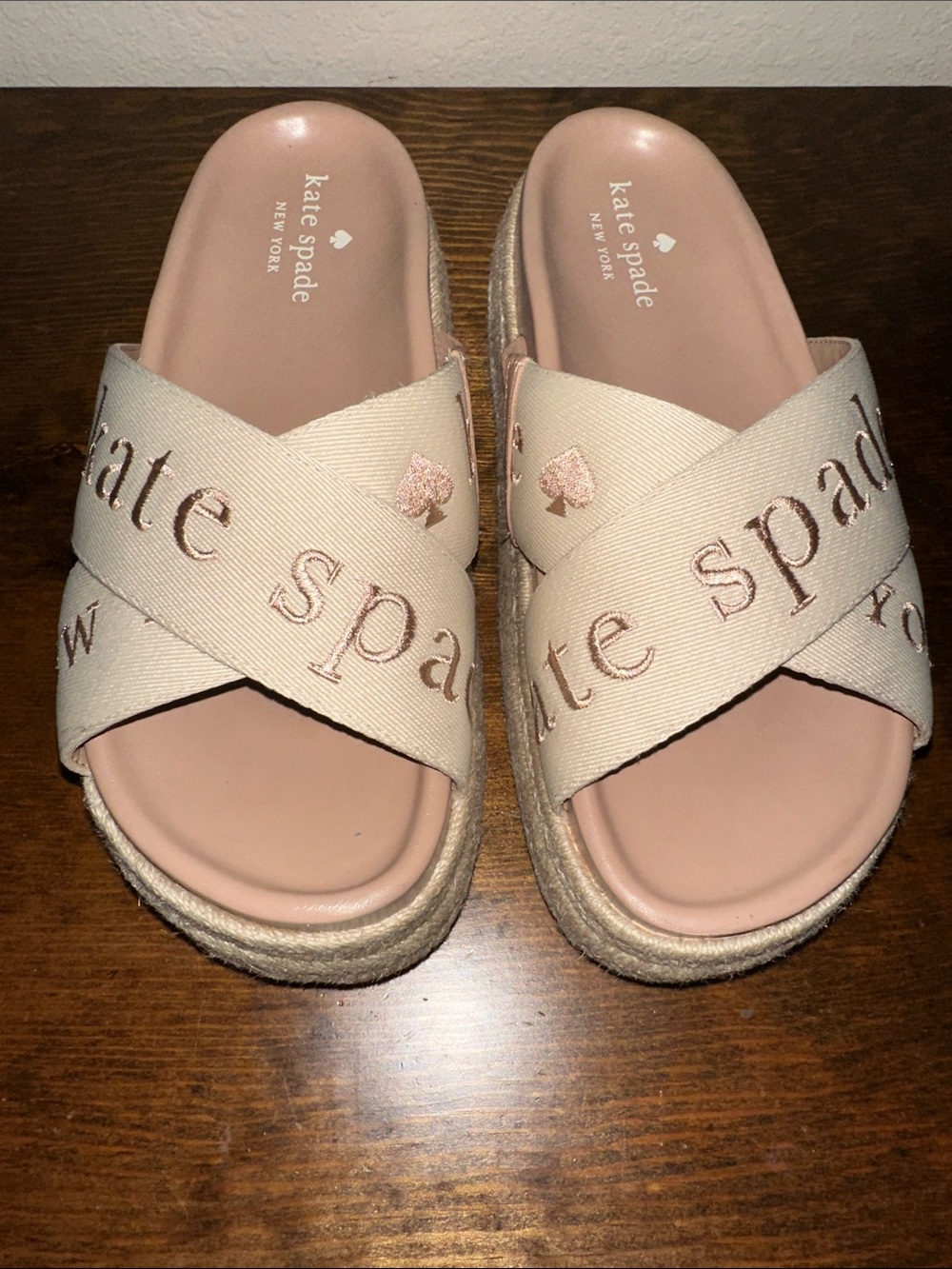 kate spade Cream Crossband Espadrille Slides